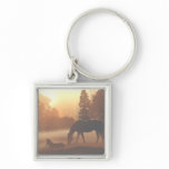 Horses in the Morning Fog Key Chain