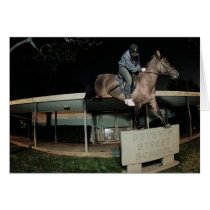 Horses in the street. greeting card