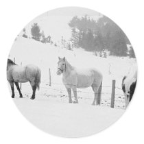 Horses In Winter stickers by HolidayPostage Horses In Winter stickers