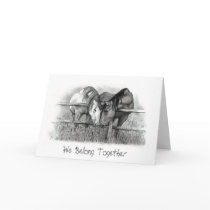 HORSES NUZZLING: PENCIL ART: VALENTINE GREETING CARD