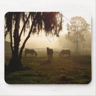 Horses on a Misty Morning Mouse Pads