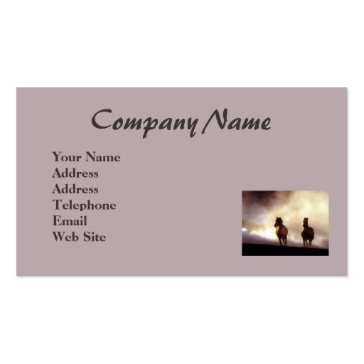 Horses Running On The Hill Business Card (back side)