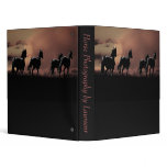 Horses running wild at sunset 3 ring binder