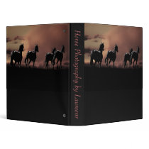 Horses running wild at sunset 3 ring binder