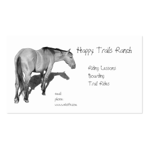Horses, Stable, Riding, Lesson: Horses in Pencil Business Card Template (front side)