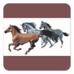 horses vectors running wild brown grey black square stickers