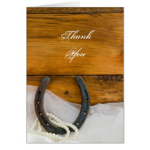 Horseshoe and Pearls Country Thank You Note Card