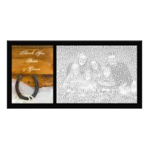 Horseshoe and Pearls Country Wedding Thank You Photo Greeting Card