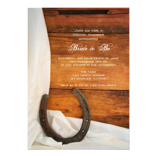 Horseshoe and Satin Country Bridal Shower Invite