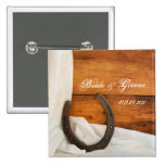 Horseshoe and Satin Country Wedding Button
