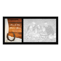 Horseshoe and Satin Country Wedding Save the Date Photo Greeting Card