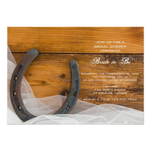 Horseshoe and Veil Country Bridal Shower Invite