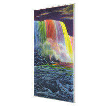 Horseshoe Falls Illuminated at Night Stretched Canvas Prints