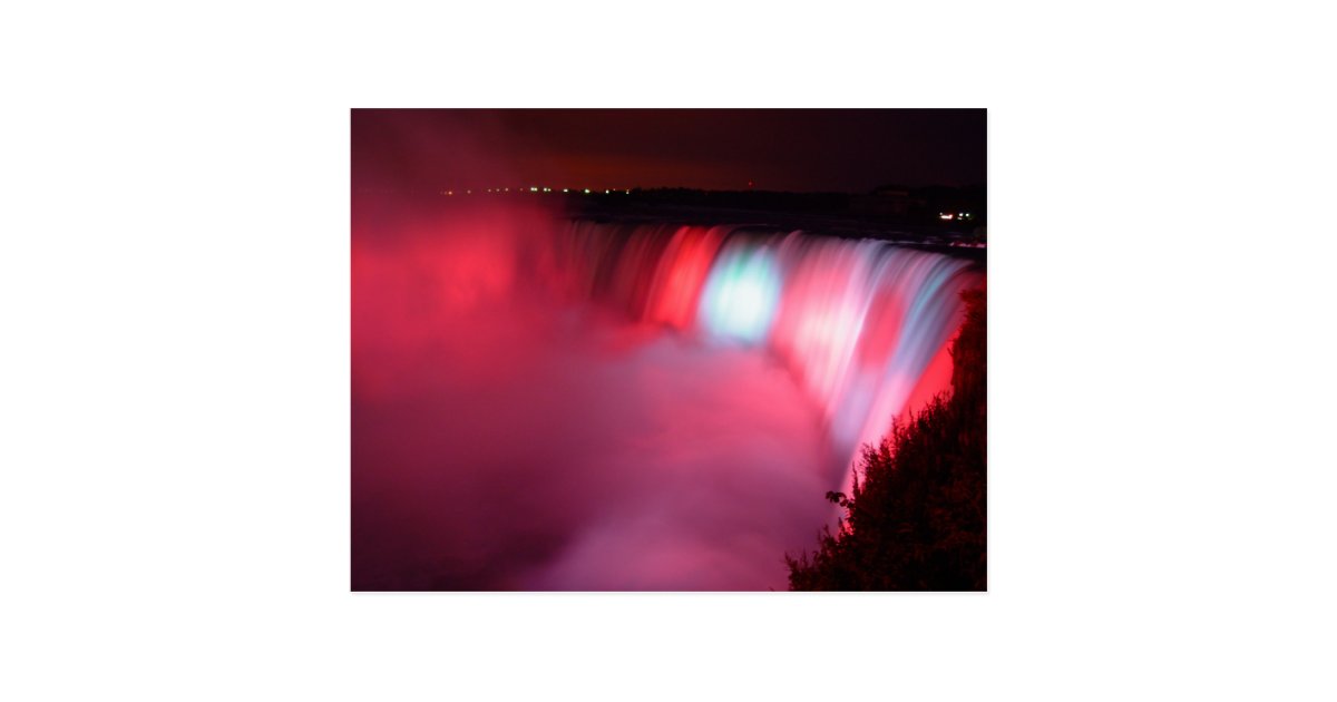 Horseshoe Falls Niagara Red Blue Lights Postcard Zazzle