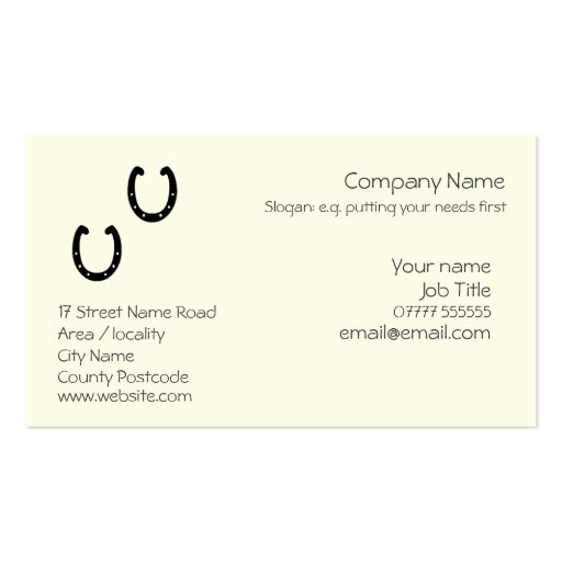Horseshoe Generic business card template (front side)