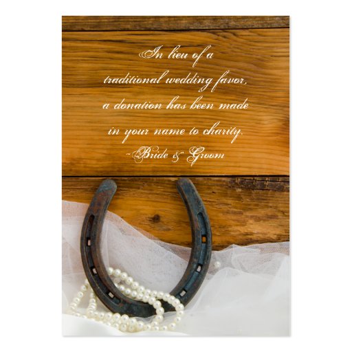 Horseshoe Pearl Country Wedding Charity Favor Card Business Card Template (front side)