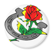 Horseshoe & Rose Tattoo magnets by WhiteTiger_LLC Horseshoe & Rose Tattoo magnets