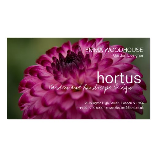 Hortus - Dahlia Business Card (front side)