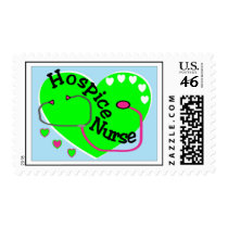 Hospice Nurse GREEN HEART STETHO Postage stamp by gailg1957 Hospice Nurse GREEN HEART STETHO Postage stamp