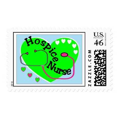 hospice nurse green heart stetho postage stamp