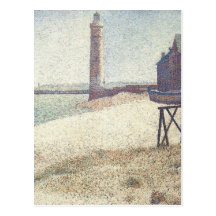 Hospicio y faro en Honfleur por Seurat Tarjetas Postales