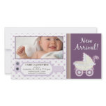 Hospital ID Tag Baby Birth Announcement: purple Customized Photo Card