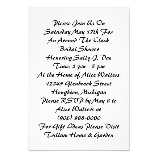 Host Around The Clock Bridal Shower Invitations