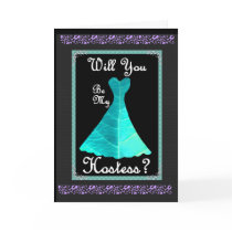 Hostess Wedding Invitation - TURQUOISE Gown Card