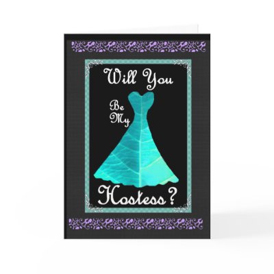 Hostess Wedding Invitation - TURQUOISE Gown card
