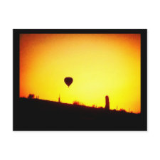 Hot Air Ballon Landing at Sunset Dusk Postcard postcard