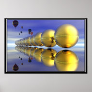 Hot Air Ballons and Gold Poster