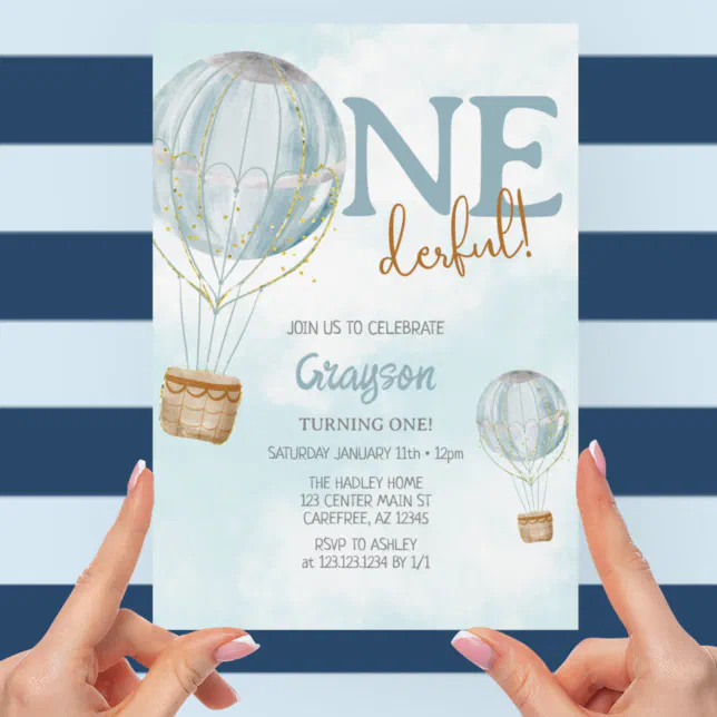 Hot Air Balloon 1st Birthday Invitation Zazzle