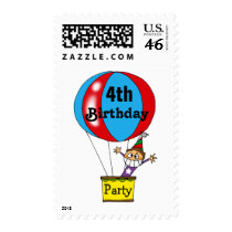 Hot air balloon 4th birthday party postage