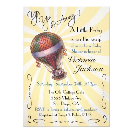 Hot air balloon Baby Shower Invitation