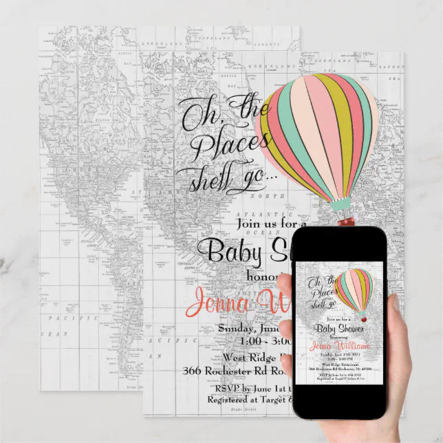 Hot Air Balloon Baby Shower Invitation Zazzle