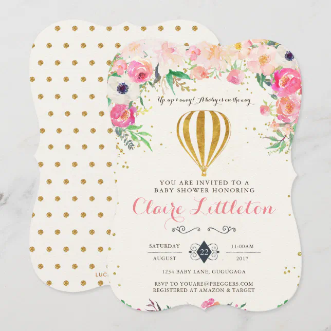 Hot Air Balloon Baby Shower Invitation Zazzle