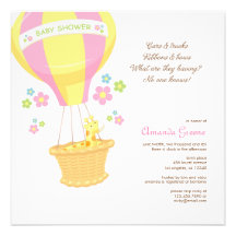 Hot Air Balloon Baby Shower Invitation Card