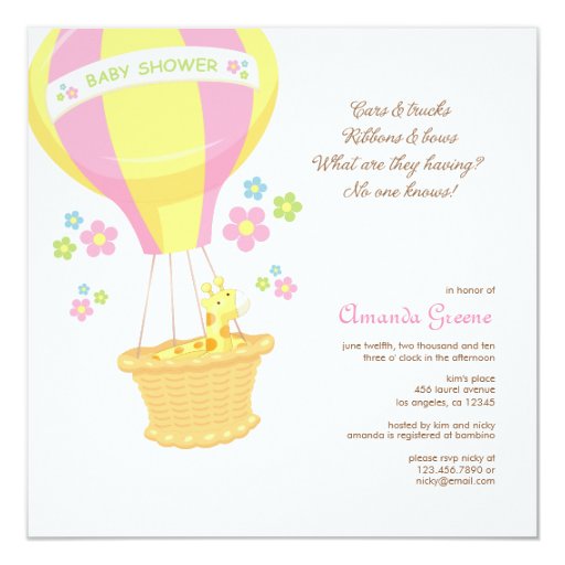 Hot Air Balloon Baby Shower Invitation Card Zazzle Hot Air Balloon Baby Shower Invitation Card Zazzle