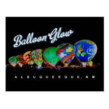Hot Air Balloon Glow Albuquerque, NM Postcard