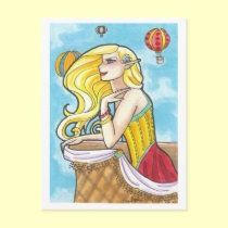 Hot Air Balloon Nymph fantasy art postcard postcards