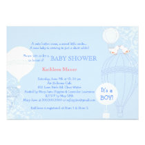 Hot Air Balloon Pastel Blue It's A Boy Baby Shower invitations