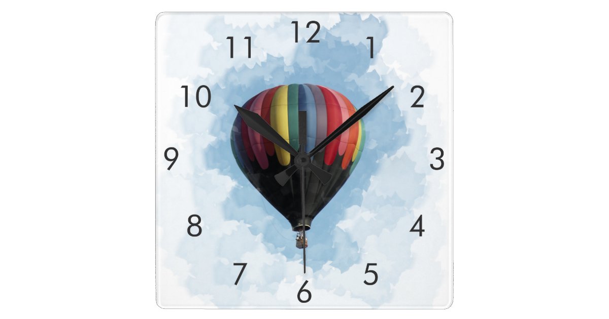 Hot Air Balloon Square Clock 