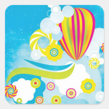 Hot air balloon square stickers