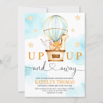 Hot Air Balloon Up Up And Away Baby Shower Invitation Zazzle