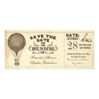 hot air balloon vintage typography save the date custom announcement