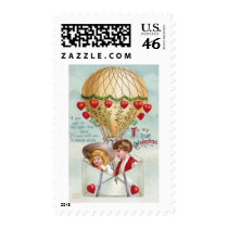 Hot Air Balloon Vintage Valentine Postage