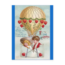 Hot Air Balloon Vintage Valentine Postcards