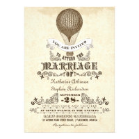 hot air balloon vintage wedding invitations