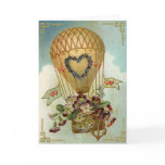 Hot Air Balloon With Flowers Valentine Cards, Gift