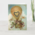 Hot Air Balloon With Flowers Valentine Cards, Gift card
